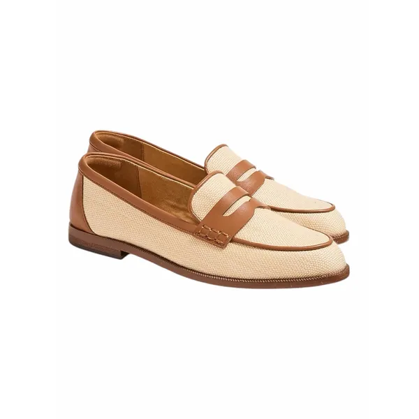 J. Crew Woven Raffia Slip On Penny Loafer Natural Brown Size 7 - Image 3