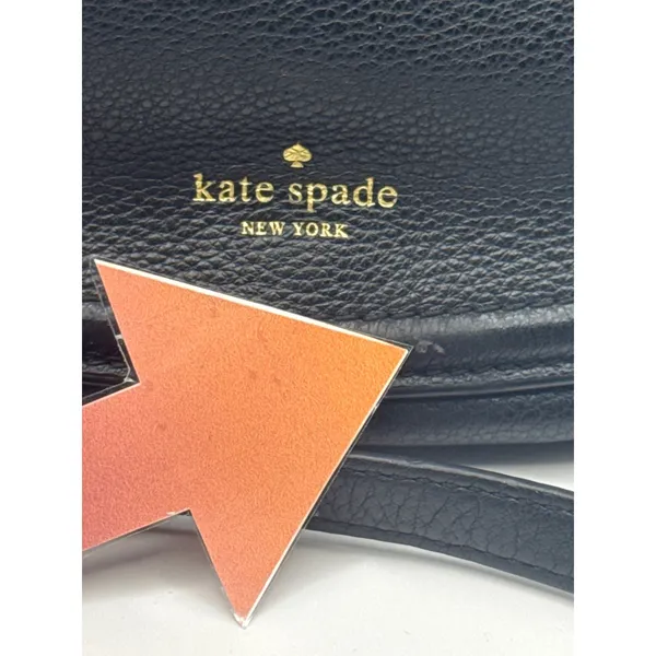 Kate Spade NY Black Leather Saddle Crossbody‎ Bag Adjustable Strap Boho Chic - Image 8