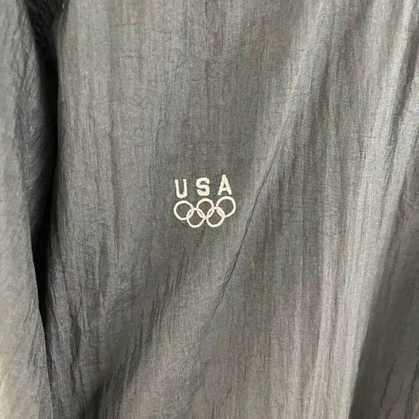 Vintage USA Olympic Black White Graphic Windbreaker Track Pullover Jacket - Image 4