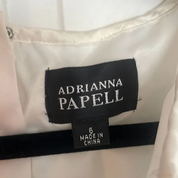 Adrianna Papell white lace notch neck bell sleeve dress - Image 5