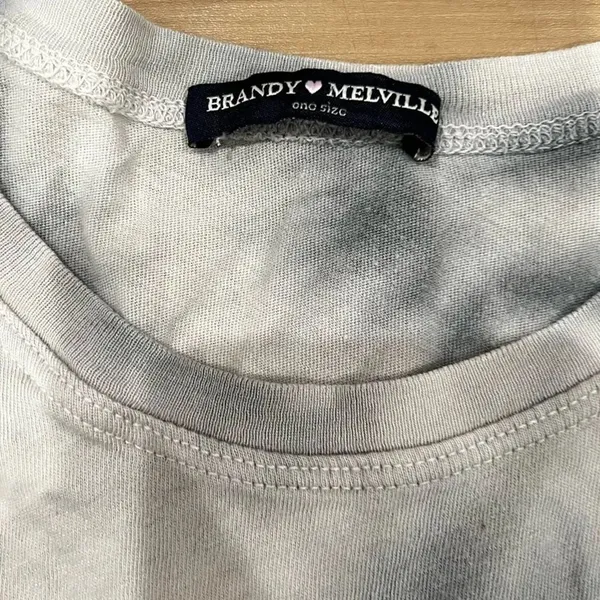 Brandy Melville Black and Grey Tie Dye Tie Short Sleeve Shirt Women’s One Size - Image 2