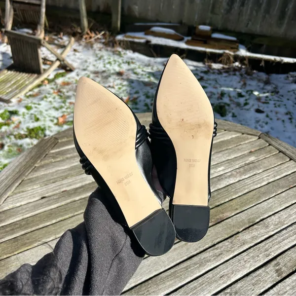 Nine West Aliby Pointed Flat‎ Mules Womens 9.5 Black Slip On Casual Shoes - Image 7