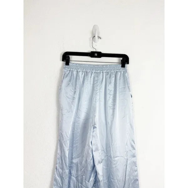 Urban Renewal Remnants Satin Puddle Pants Medium Baby Blue Stretch Wide Leg - Image 13