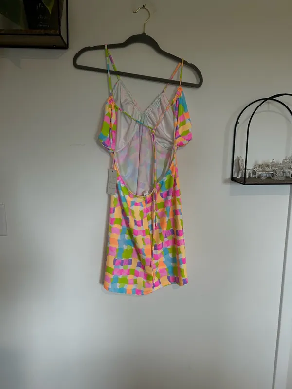 NWT Show‎ Me Your Mumu Micro Mini Swimsuit Coverup Dress Neon Size XL - Image 4