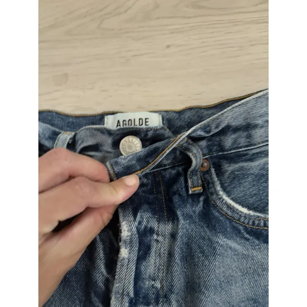 AGOLDE Parker High Waist Distressed Denim Cut Off Shorts Med Wash Blue Size 27 - Image 2
