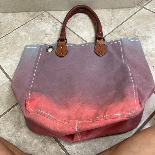 Juicy‎ Couture Vintage Ombre Canvas Peace Tote Ba Embroidery Y2K shoulder puse - Image 3