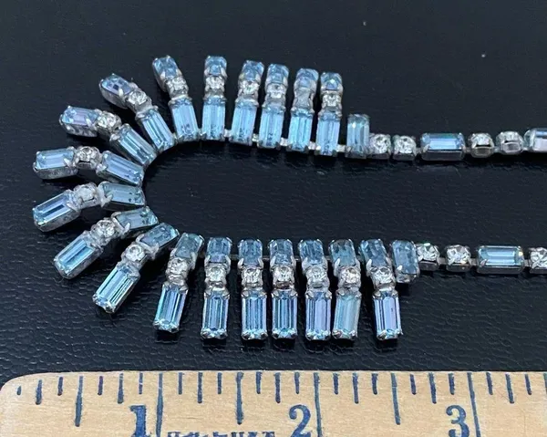 Vintage Unsigned Juliana? Blue Topaz Bib Statement Choker Necklace 35.0g - Image 9