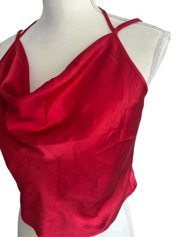 LOVERS AND FRIENDS Red Draped Tank Top Blouse Size Medium - Image 4