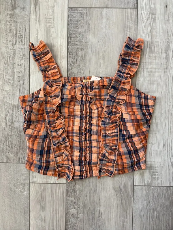 NWT Verb by Pallavi Singhee Anthropologie Cotton Ruffle Plaid Gingham Top medium - Image 11