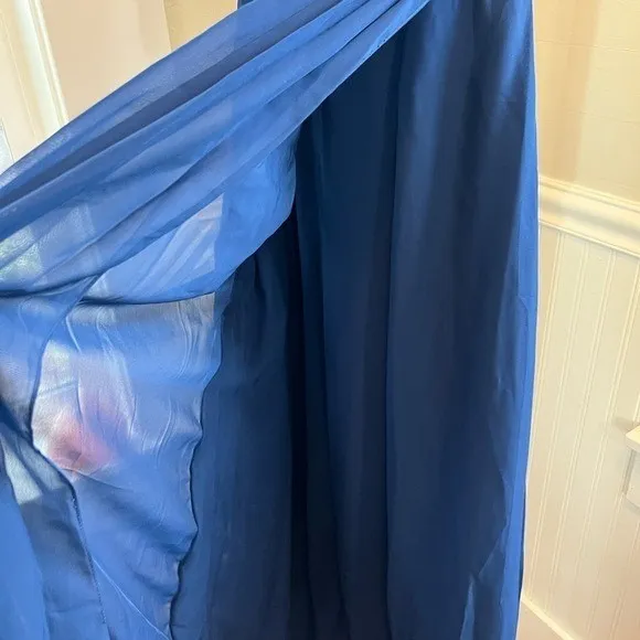 Weddington Way Navy Blue Chiffon Pleated Maxi Dress‎ Size 2 - Image 6