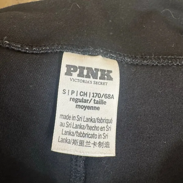 PINK Victorias Secret Rhinestone Bling Black Leggings Flare Leg Foldover Script - Image 3