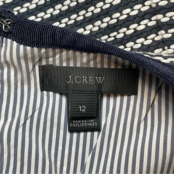 NWOT J Crew Sheath Dress Navy White Stripe Tweed‎ Indigo Size 12 Career Nautical - Image 7
