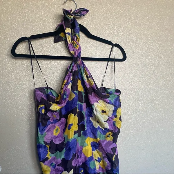 fairy y2k whimsical office Floral Halter 100% Silk size :‎ Medium - Image 5