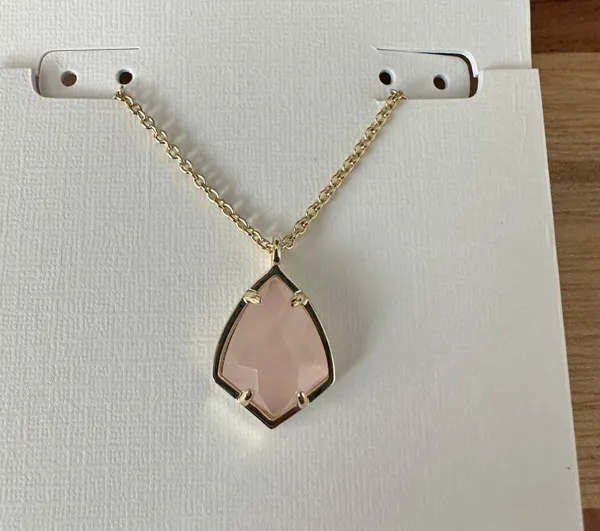 Kendra Scott NWT Cory Necklace Gold Rose Quartz - Image 2