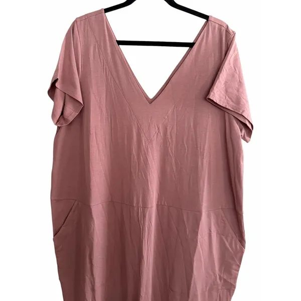 Universal Standard Pima Cotton Modal V-Neck Jumpsuit Pink Size Small‎ (14-16) - Image 3