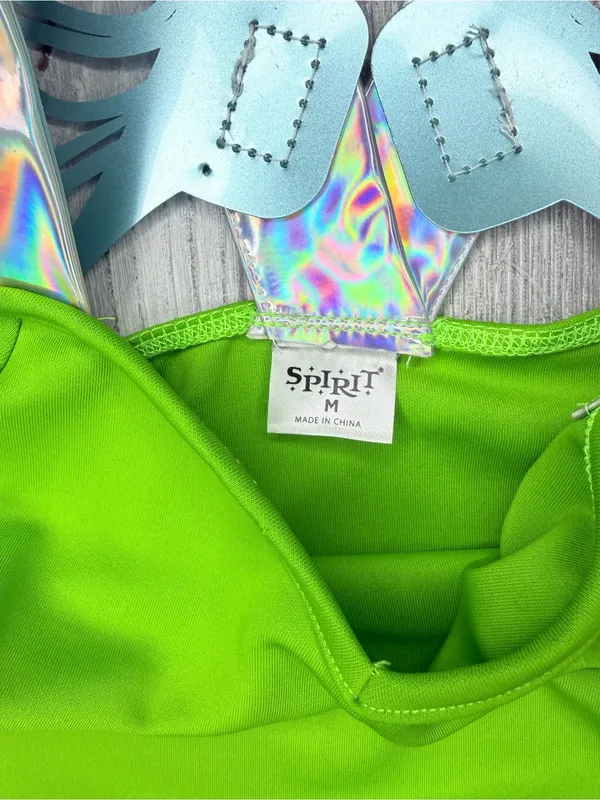 Disney Tinker Bell halloween Costume dress w/ holographic detail and wings med - Image 5