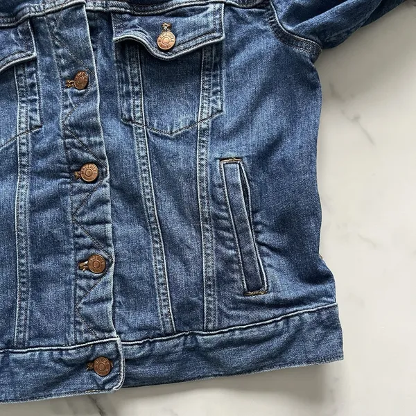 Madewell The Shrunken Stretch Jean Jacket Eco Edition Vintage Light Size Small - Image 7
