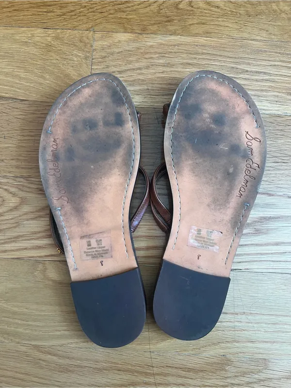 Sam Edelman Women's Harlyn Slide Flat Brown Leather Thong Sandals Size 8 - Image 2
