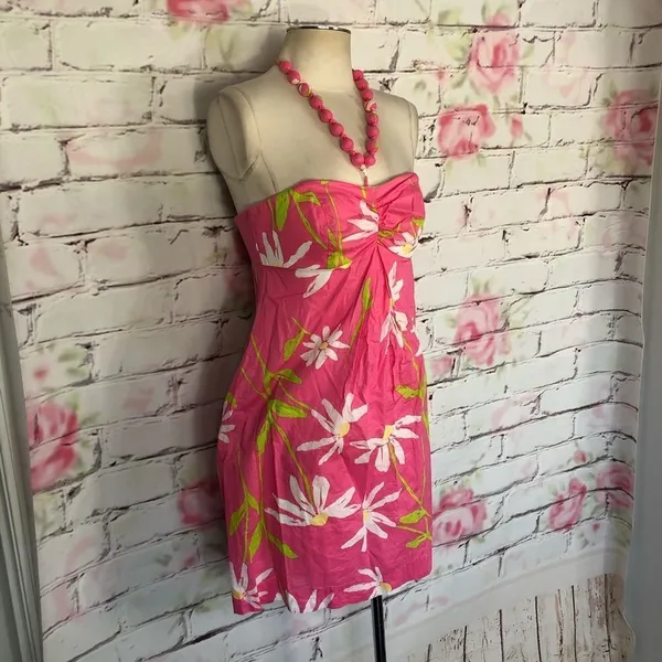 Lilly Pulitzer beaded halter neck pink print dress - Image 5