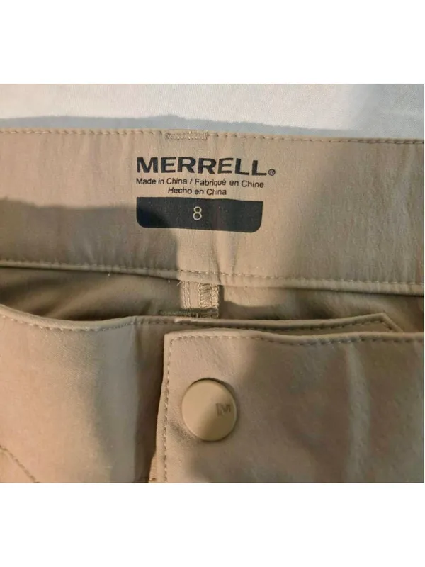 Merrell Women’s Outdoor Hiking Bermuda Shorts Tan Khaki Pockets Size 8 W-200 - Image 3