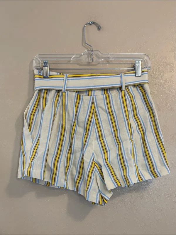 NWT Anthropologie Maeve Linen Striped Belted Shorts sz 2 - Image 2