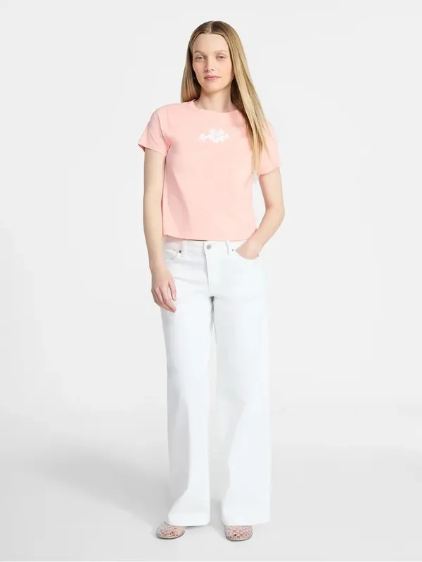 No Boundaries Light Pink Floral Crewneck Tee - Image 2