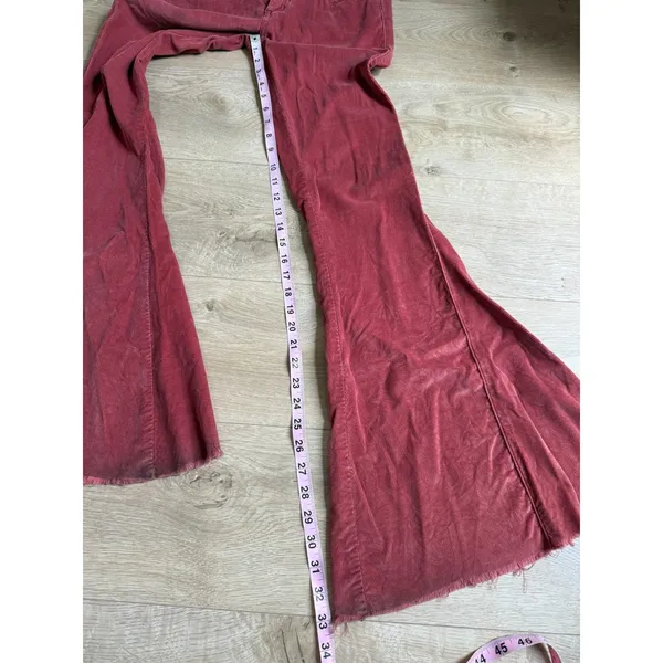 Free People Just Float On Corduroy Flare Jean fray hem wide leg Russet Acorn 26 - Image 11