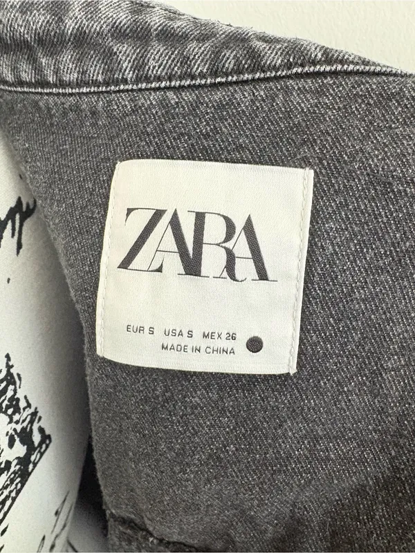 Zara Black Denim Rhinestone Fringe Oversized Jacket Size S - Image 9