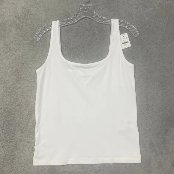 J Crew Top‎ Womens Small White Essential square neck tank Cotton CJ071 - Image 3