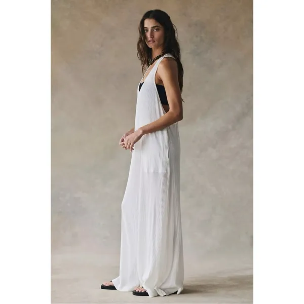 Free People Bohemian Zena One Piece Wide Leg Jumpsuit Clean Ivory Medium NWT - Image 4