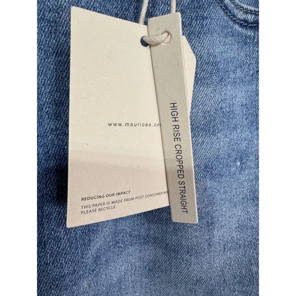 KanCan Women's High Rise Cropped Straight Jeans Raw Hem Denim 33x25 New‎ - Image 2