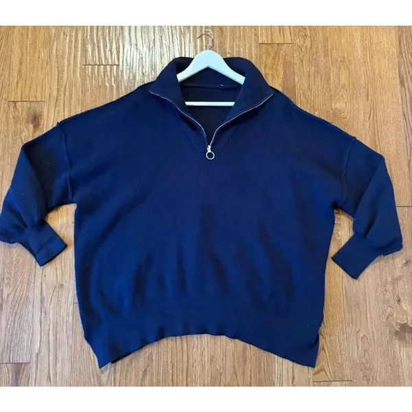 Lillusory navy quarter zip oversized sweater large - Image 8
