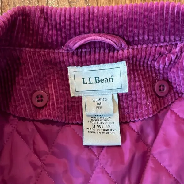 L.L. Bean pink corduroy lined jacket size medium - Image 10
