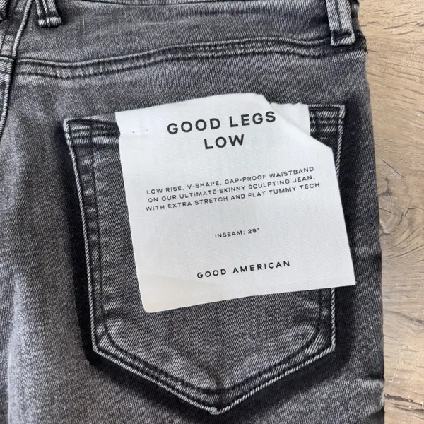 Good American Good Legs Low Distressed GLLSP257BT NWT‎ Black Size 4 - Image 8