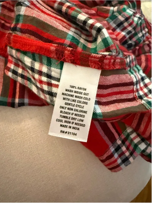 Women's Crown & Ivy Red Green Plaid Long Sleeve Dress L - Image 7