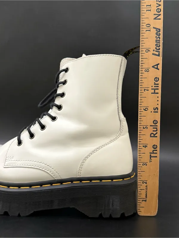 DR. MARTENS Jadon White Leather Chunky Platform Lace Up Boots Women’s Size US 9 - Image 10