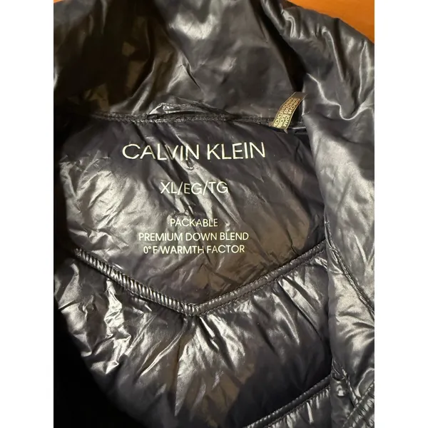 Calvin Klein Packable Down Puffer Jacket Women's XL Black Long Sleeves Full Zip - Image 7