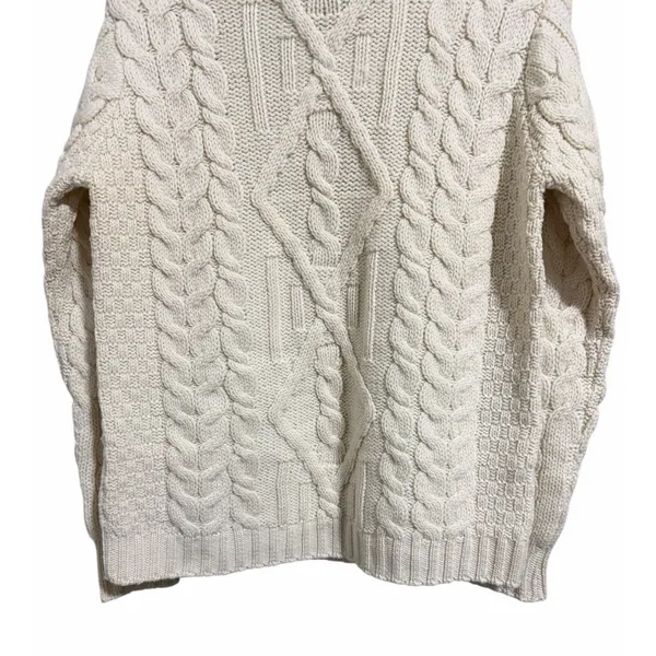 Inis Crafts Fisherman Cable Knit Turtleneck Sweater‎ Ivory Women's Size Small - Image 6