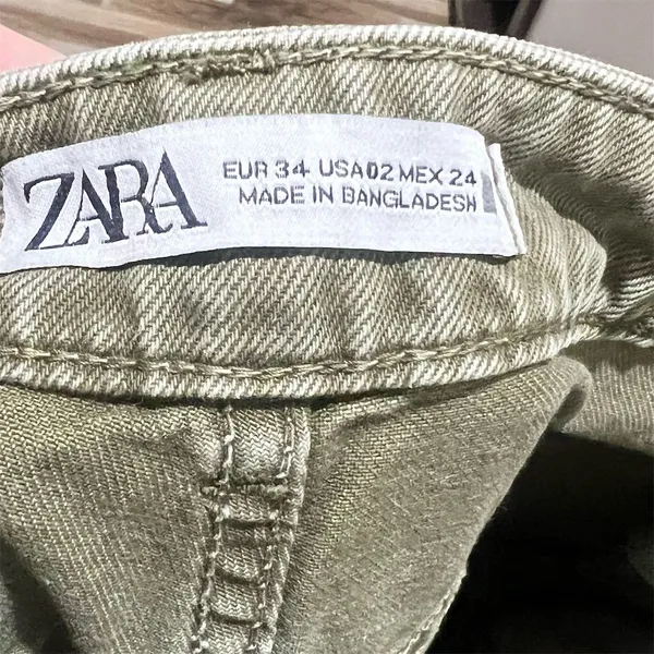 ZARA Women's High-Waisted Balloon Pants Size 2 Green Casual Relaxed Fit - Image 8