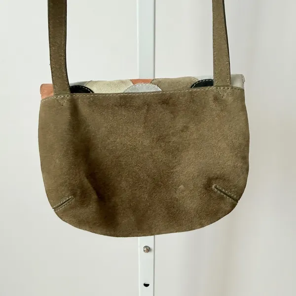 Multicolor Suede‎ Scalloped Patchwork Crossbody Bag Mermaid Boho Brown - Image 7