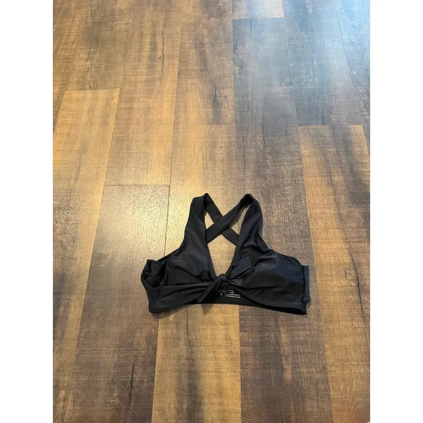 Albion Black Top Knot Bikini Top Size Medium Black Tie Front Swim Top - Image 4