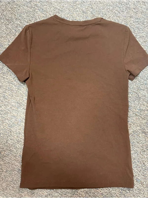 Banana Republic Refined Brown Stretch Cotton Crewneck T-Shirt Small Minimalist - Image 4