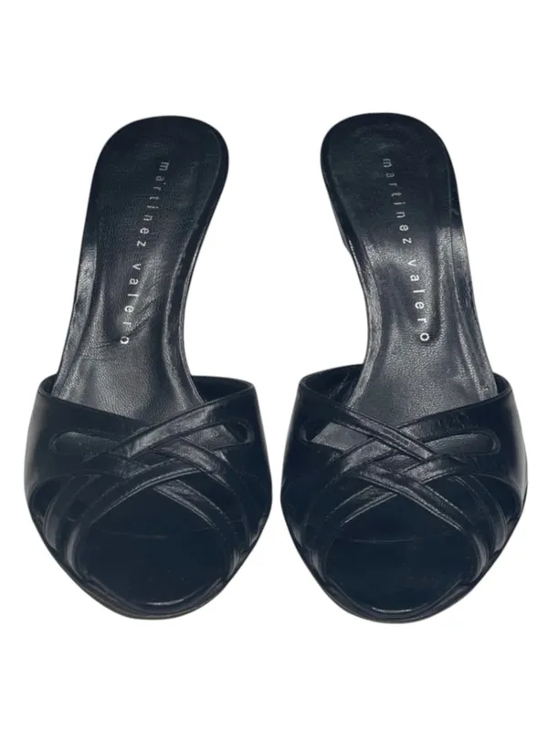 Martinez Valero ☻︎ Sexy Cut Out Kitten Heeled Mules ☻︎ Luxe Black Leather ☻ 6.5M - Image 8