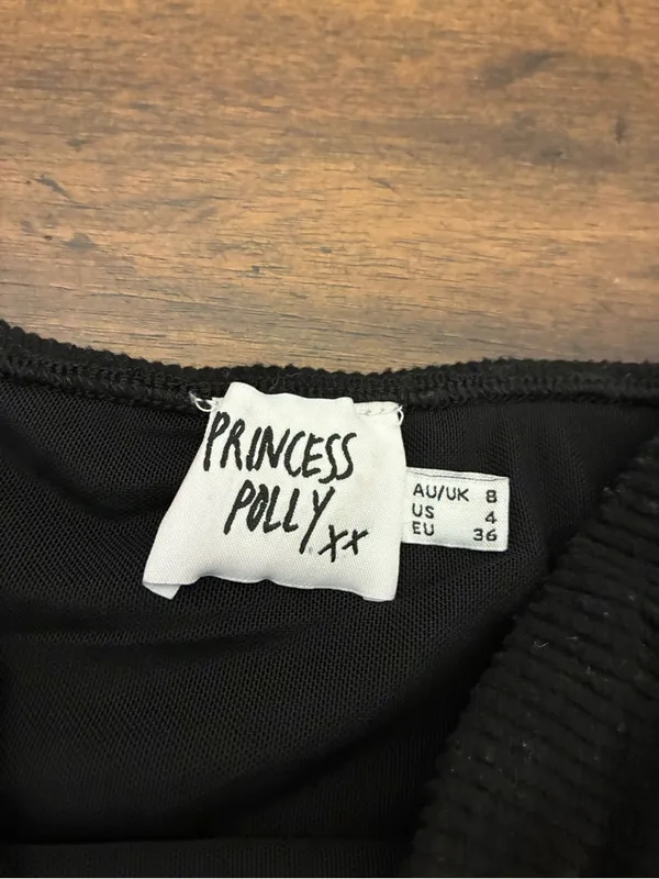 Princess Polly Dress Women’s 4 Bodycon Strapless Black Ribbed - Image 2