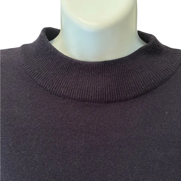 VTG Casual Corner Wool Blend Navy Mock Neck Sweater Size L W/ Button Shoulder - Image 4