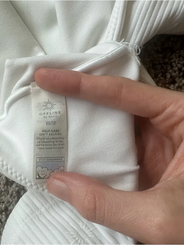 aerie White Ribbed Scoop Crop Top - Image 3