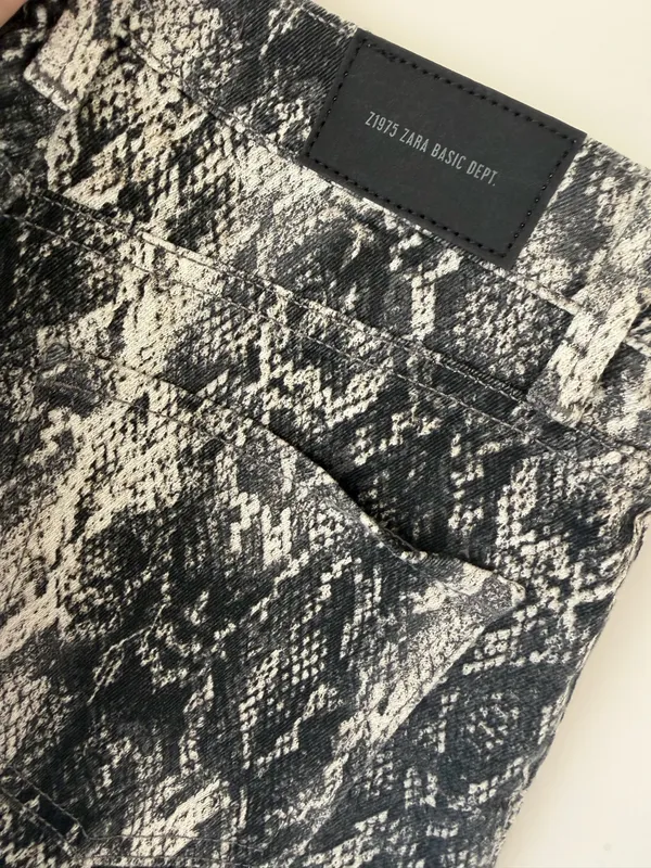 Zara Z1975 Denim Snake Print Mini Skirt Size XS - Image 5