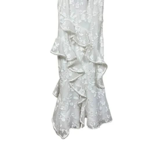 KEEPSAKE The Label White Floral Embroidered Ruffle Midi Dress Bridal Romantic - Image 4