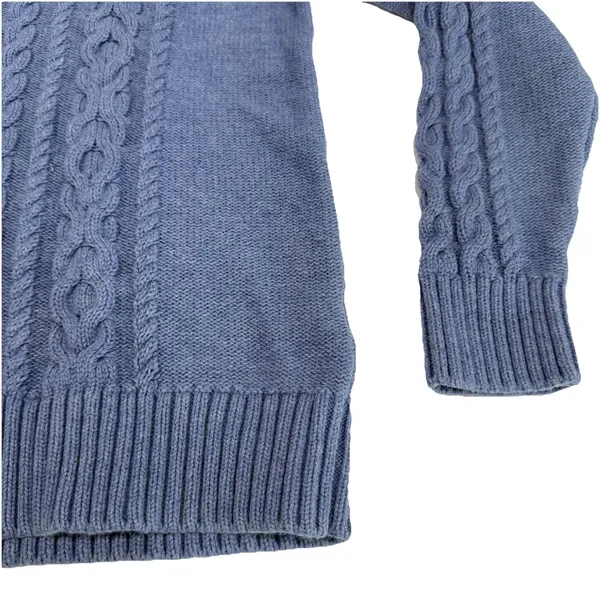 LL Bean Blue Double L Mixed Cable‎ Crew Neck Pullover Sweater Size MEDIUM - Image 6