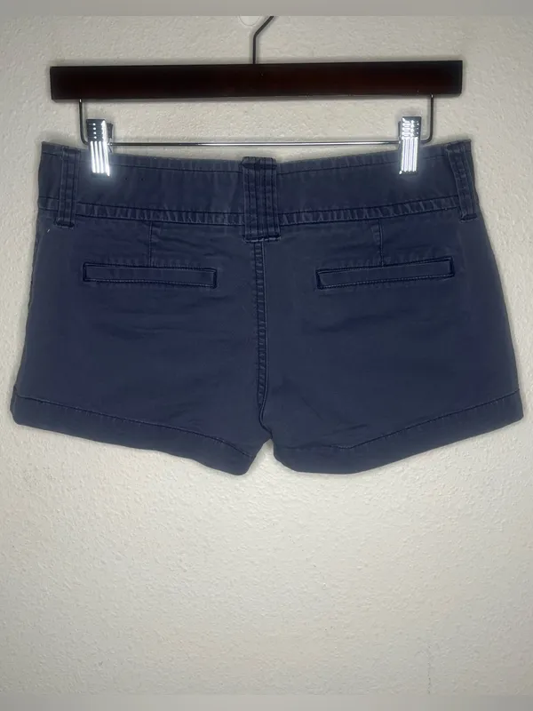 Y2K Vintage American Eagle Blue Low Rise Mini Shorts Stretch Cotton Chino - Image 2